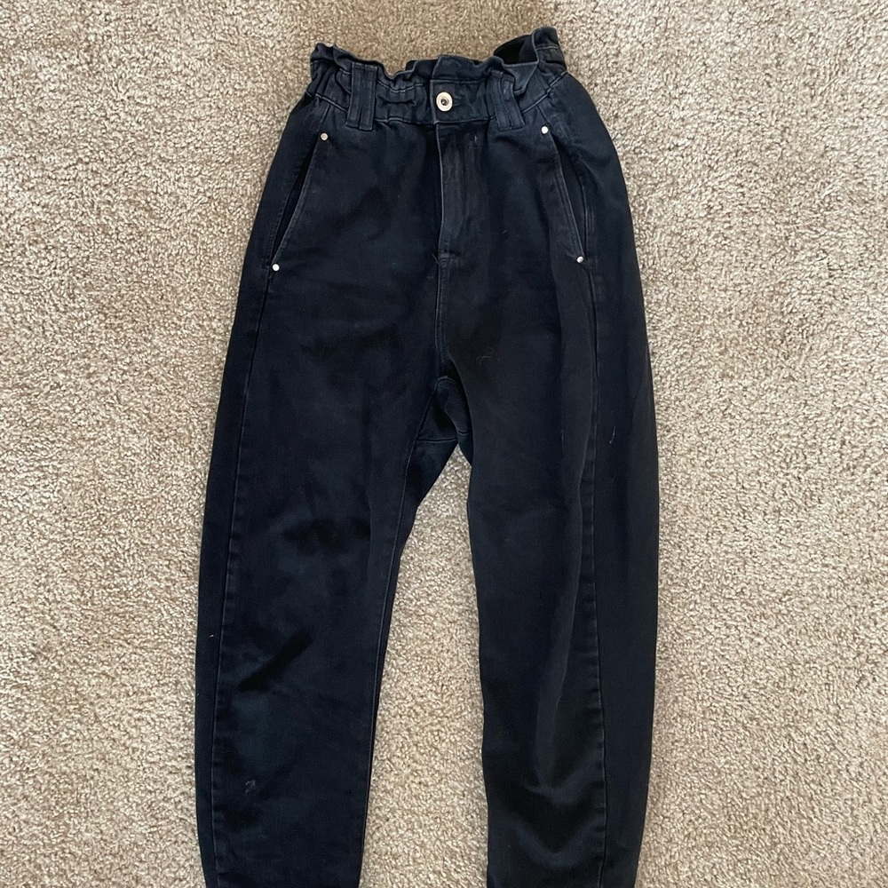 Zara High Rise Paperbag Waist Jeans